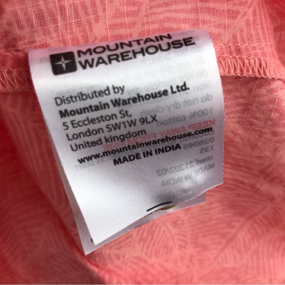 Mountain Warehouse Button Down Summer Shirt size 12, Coral Leaf Print Cotton - Picture 12 of 13